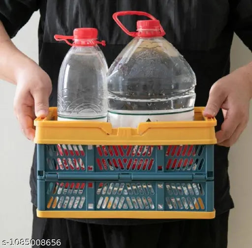 Space saving collapsible shopping basket