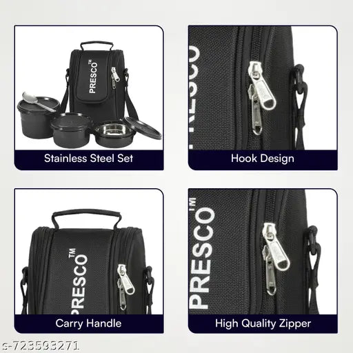 Leak-proof steel tiffin box set with 3 containers