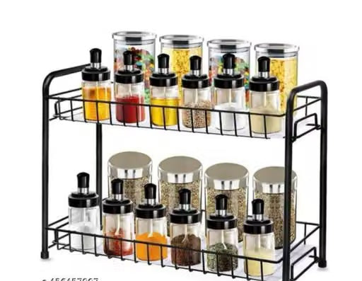 2-Tier Metal Kitchen Rack Spice Organizer Storage Shelf