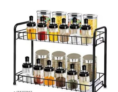2-Tier Metal Kitchen Rack Spice Organizer Storage Shelf