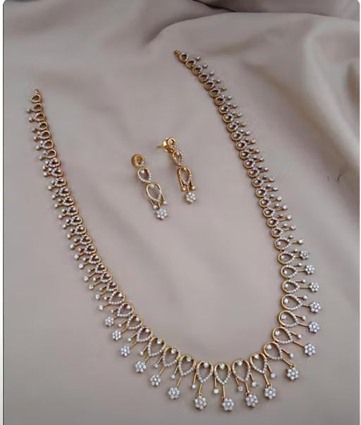 Matte Finish AD Stone Long Necklace | Premium Quality