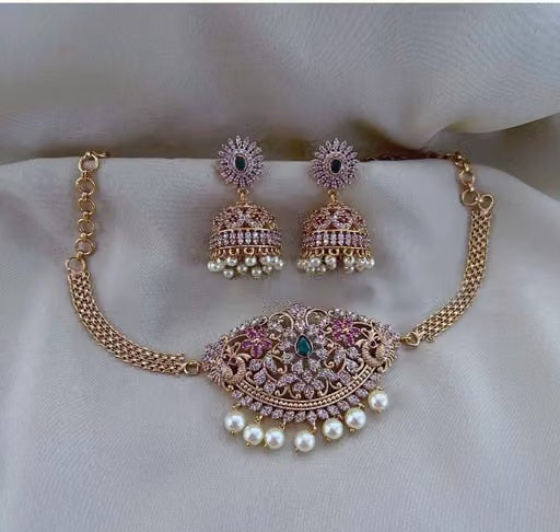 Microplated AD Stone Choker Jewellery Set for Women