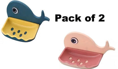 Multipurpose Plastic Soap Holder with Adhesive Sticker Pack of 2