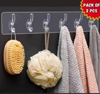 Self Adhesive Wall Hooks No-Drill Strong Sticky Hook Rail 2pcs
