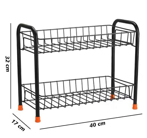 2-Tier Metal Kitchen Rack Spice Organizer Storage Shelf