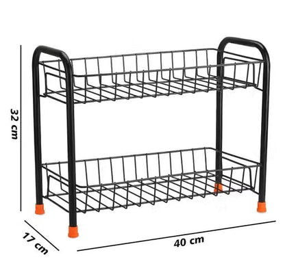 2-Tier Metal Kitchen Rack Spice Organizer Storage Shelf