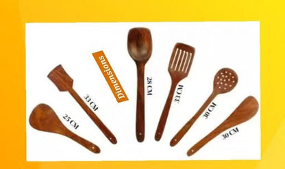 Handmade Wooden Cooking Spoon Set of 6 – Non-Stick Safe