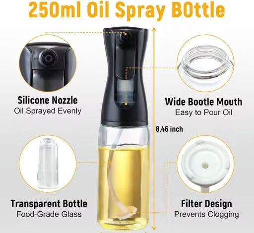 200ml Glass Oil Sprayer Bottle for Cooking, BBQ & Air Fryer
