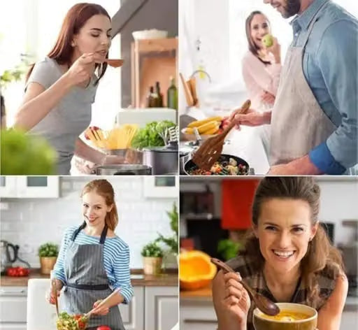 Handmade Wooden Cooking Spoon Set of 6 – Non-Stick Safe