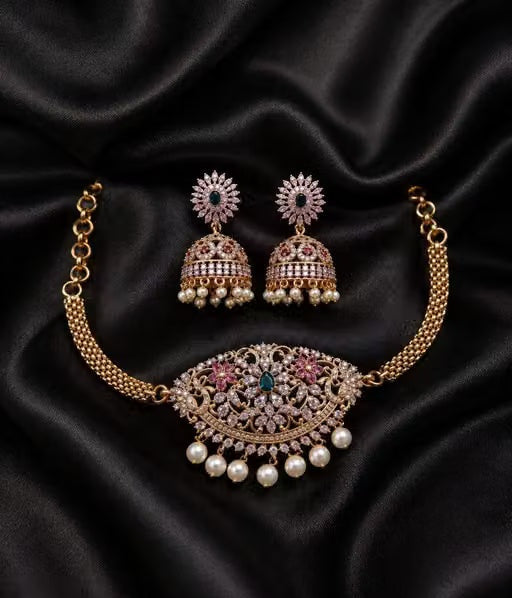 Microplated AD Stone Choker Jewellery Set for Women