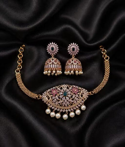 Microplated AD Stone Choker Jewellery Set for Women
