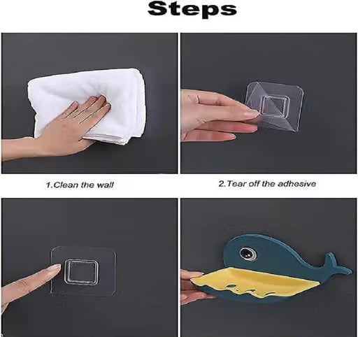 Multipurpose Plastic Soap Holder with Adhesive Sticker Pack of 2