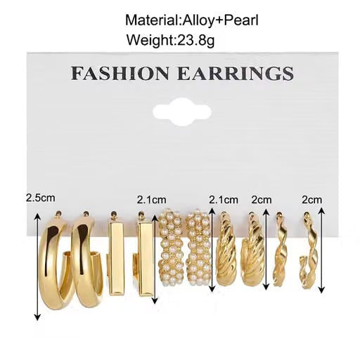 Gold-Plated Drop & Stud Earring Combo Set for Women