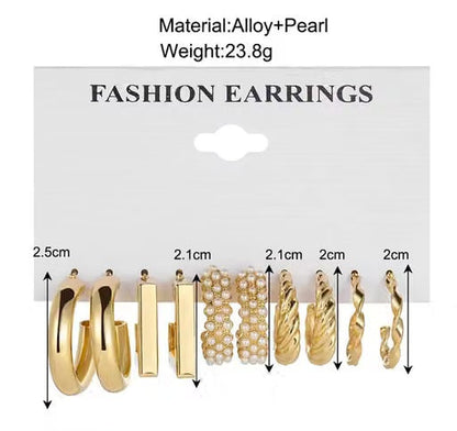 Gold-Plated Drop & Stud Earring Combo Set for Women