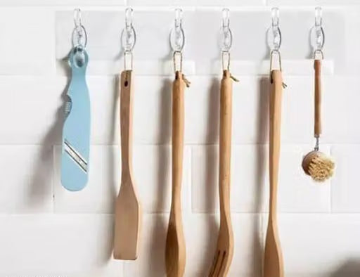 Self Adhesive Wall Hooks No-Drill Strong Sticky Hook Rail 2pcs
