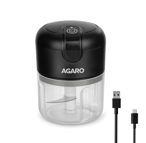 AGARO Elite Rechargeable Mini Electric Chopper 250ml – Black