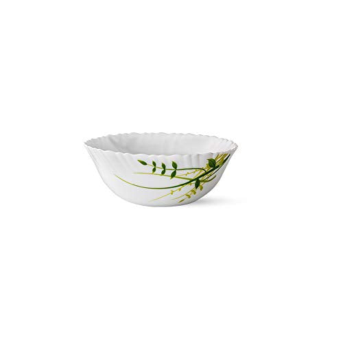Larah By Borosil Herbs Opalware Leaf Dinner Set, 21-Pieces, White