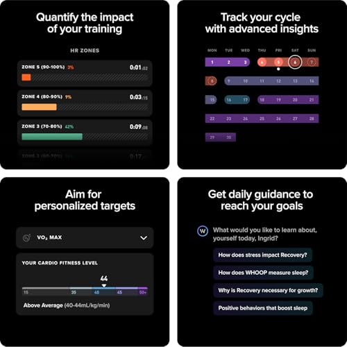 WHOOP One – 12-Month Membership – 5.0 Health and Fitness Wearable – 24/7 Activity Tracker with VO2 Max, Sleep Tracking, Personalized Coaching, Menstrual Cycle Insights – 14+ Days Battery Life
