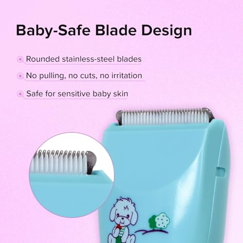 Q DEVICES Electric Hair Trimmer for Children – Ultra Quiet Low Noise Kids Hair Clippers – Waterproof & USB Rechargeable Cordless Baby Haircut Kit with 4 Length Combs – Blue