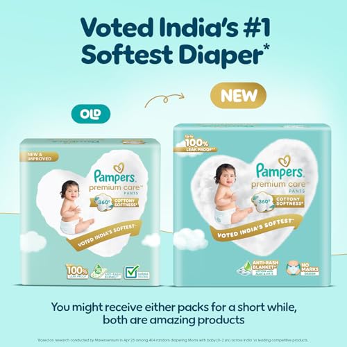 Pampers Premium Care Pant Diapers M 54 Count – 360° Cottony Soft