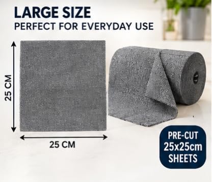 HyperBazaar Microfiber Cleaning Cloth Roll for Kitchen, 20 Pcs Reusable Tearable Roll, 4000 Wash Lint-Free Cloth for Kitchen, Car, Glass & Furniture Cleaning