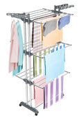 LiMETRO STEEL Foldable Stainless Steel Clothes Drying Stand with Wheels