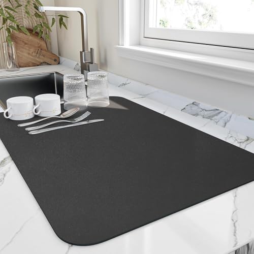 Dish Drying Mat Large – Water Absorbing Mat for Kitchen, Kitchen Drying Mat for Wet Utensils(40 x 60 Cm)