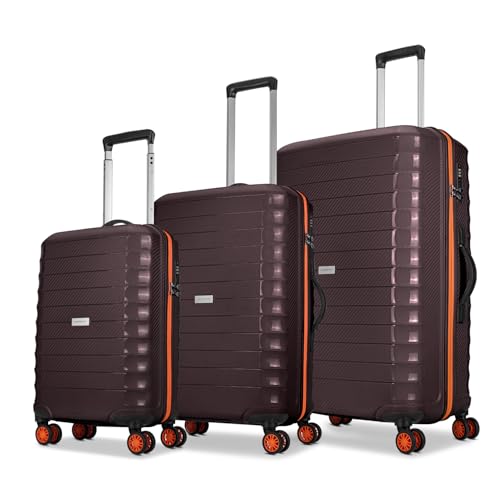 Aristocrat Altitude Set of 3 (Cabin+Medium+Large) Trolley Bags, Brown