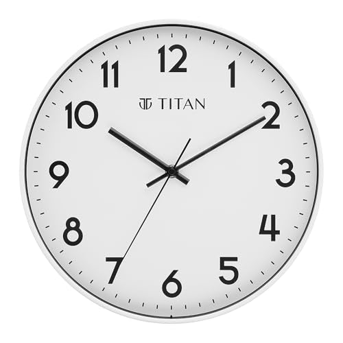 Titan Essence Classic Wall Clock with White Dial & Case, Silent Sweep, Model W0094PA01 | 30 cm x 30 cm