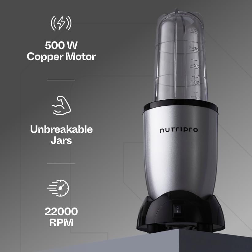 NutriPro 500W Juicer Mixer Grinder with Sipper Jar – 2 Jar Set