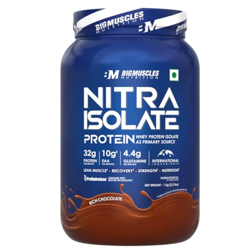 Bigmuscles Nitra Isolate Whey 1kg – 32g Protein, Rich Chocolate