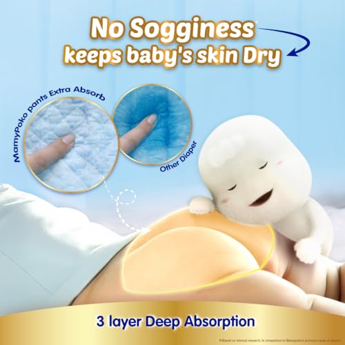 MamyPoko Pants Extra Absorb Baby Diapers, Medium (M size) | 7-12 kg | 74 Count |Deep Sleep Diapers| Soft gentle fit |Deep Absorbent Crisscross | skin friendly with coconut oil |
