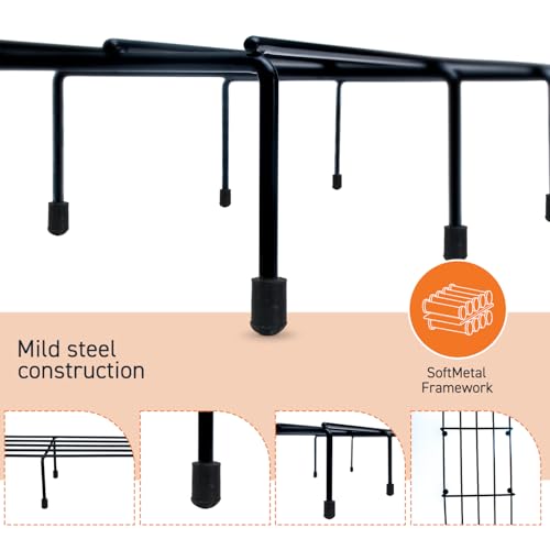 BonKaso Premium Rectangular Anti-Rust Metal Plant Stand Set (Pack of 4) - Stylish Black Stands for Indoor, Outdoor, and Balcony Use