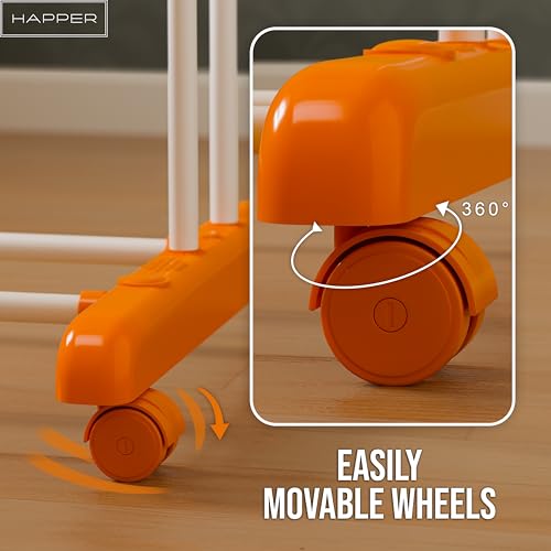 Happer 3-Layer Foldable Clothes Drying Stand with Wheels – Orange
