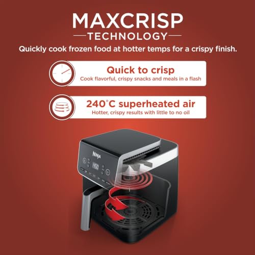 Ninja Air Fryer MAX PRO, 6.2L Air Fryer Oven 2-Year Warranty, Oil-Free Cooking, Max Crisp Technology, Variable Air Flow, Chemical Free Cooking Surface, 6-in-1 Air Fry, Roast, Bake & Reheat, Black
