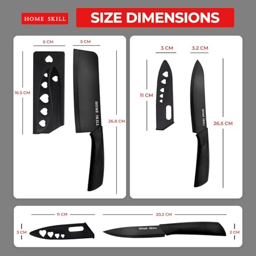 HOME SKILL 3-Piece Stainless Steel Chef Knife Set with Ergonomic Handle