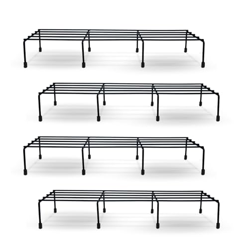 BonKaso Premium Rectangular Anti-Rust Metal Plant Stand Set (Pack of 4) - Stylish Black Stands for Indoor, Outdoor, and Balcony Use