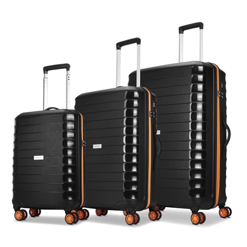 Aristocrat Altitude Set of 3 (Cabin+Medium+Large) Trolley Bags, Black