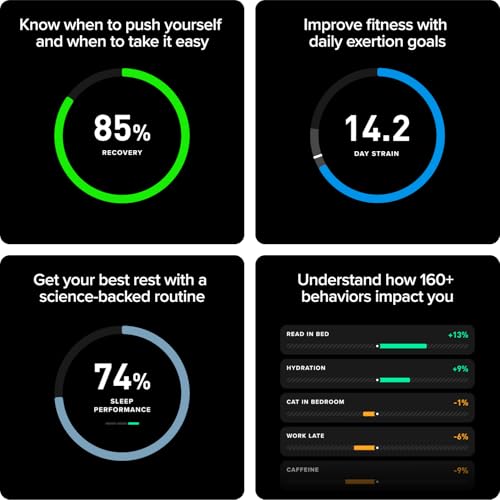 WHOOP One – 12-Month Membership – 5.0 Health and Fitness Wearable – 24/7 Activity Tracker with VO2 Max, Sleep Tracking, Personalized Coaching, Menstrual Cycle Insights – 14+ Days Battery Life