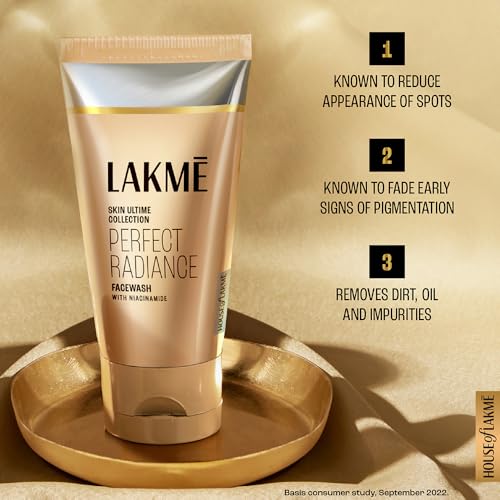 Lakme Perfect Radiance Brightening Facewash with 98% Pure Niacinamide Complex | For Glowing Skin with Glycerin | Known to Reduce Pigmentation | 100gm