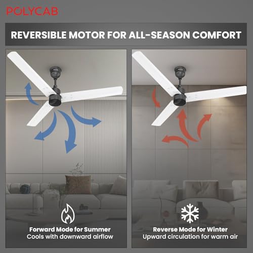 Polycab Wizzy Plus 1200mm 5-Star BLDC, Remote Ceiling fan for Living Room| 55% Energy Saving, 100% Copper, High Air Delivery | 3+1 yr Warranty, Free Installation【Matt White Black】