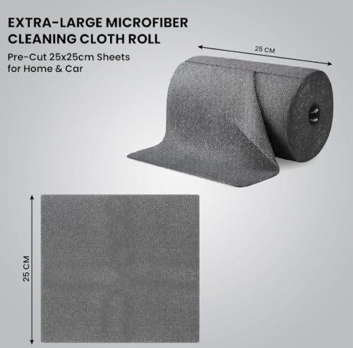 HyperBazaar Microfiber Cleaning Cloth Roll for Kitchen, 20 Pcs Reusable Tearable Roll, 4000 Wash Lint-Free Cloth for Kitchen, Car, Glass & Furniture Cleaning