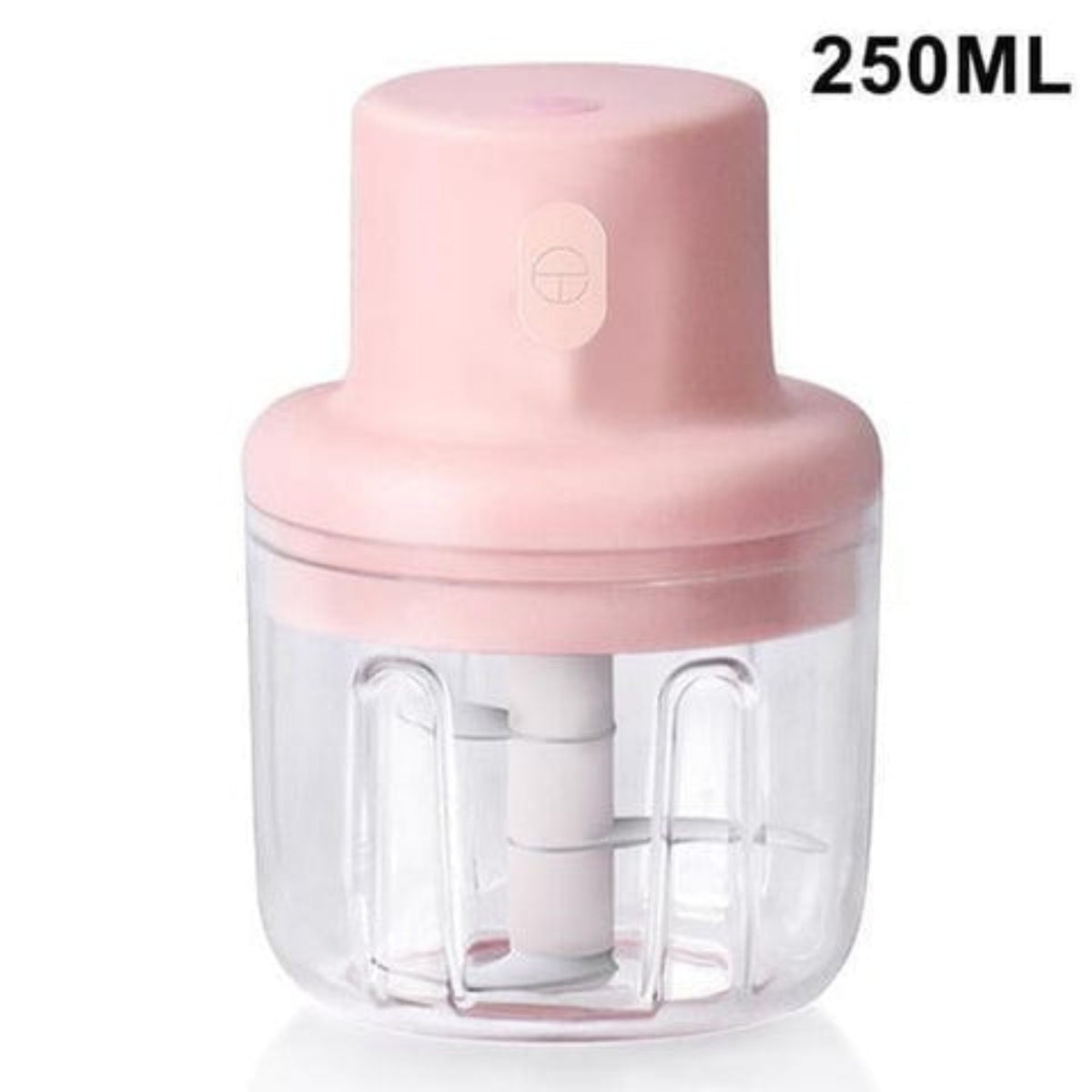 Mini electric garlic chopper pink lid and transparent 250ml bowl