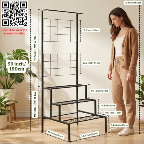 ecofynd Bloom Plant Stands for Outdoor Balcony, Flower Pot Stand for Indoor Plants, Large Metal Planter Stand for Living Room, home decor, Indoor & Outdoor plants, 4 Tier, (Black)