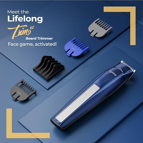 Lifelong Beard Trimmer for Man | Timmer Men Beard | Cordless Hair Trimmer for Men All in One | Grooming Kit with Skin Friendly Blades | Shaving Machine with 4 Combs, Type C Rechargeable, 1Hr Runtime