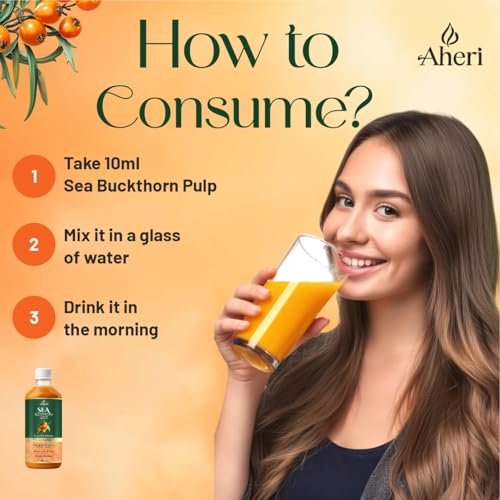 Sea Buckthorn Juice 500 ML | Buckthorn Berry Herbal Juice with Natural Vitamin C, Omega 3 6 7 9 & Antioxidants | Herbal Support for Immunity, Skin Glow & Gut Health - Pack of 1