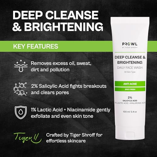 PROWL by Tiger Shroff Facewash - 2% Salicylic, 1% Lactic & Hyaluronic Acid