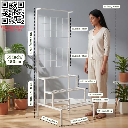 ecofynd Bloom Plant Stands for Outdoor Balcony, Flower Pot Stand for Indoor Plants, Large Metal Planter Stand for Living Room, home decor, Indoor & Outdoor plants, 4 Tier, (White)