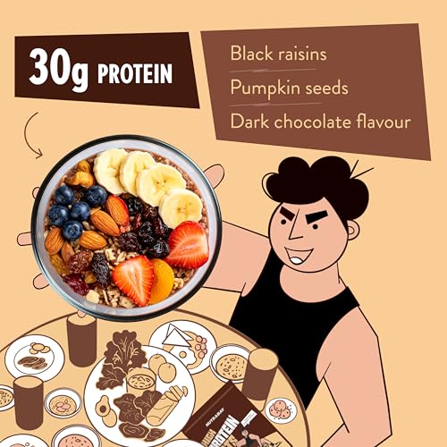 Nutrabay High Protein Oats - 750g, Dark Chocolate Raisin | 30g Highest Protein Oats Ever with Whey Protein Concentrate & Pea Protein Isolate | Zero Added Sugar