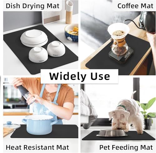 Dish Drying Mat Large – Water Absorbing Mat for Kitchen, Kitchen Drying Mat for Wet Utensils(40 x 60 Cm)